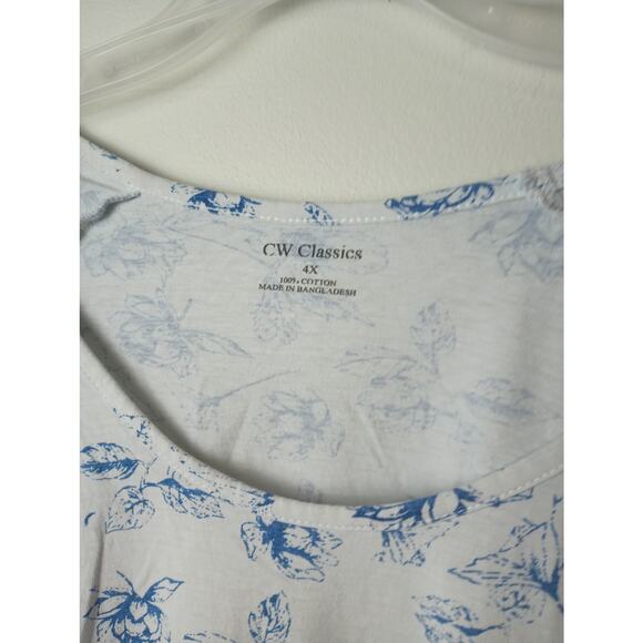 Women's CW Classics Floral Top Blouse Lot of 2 Size 4X Short sleeve 100% Cotton - Picture 6 of 7